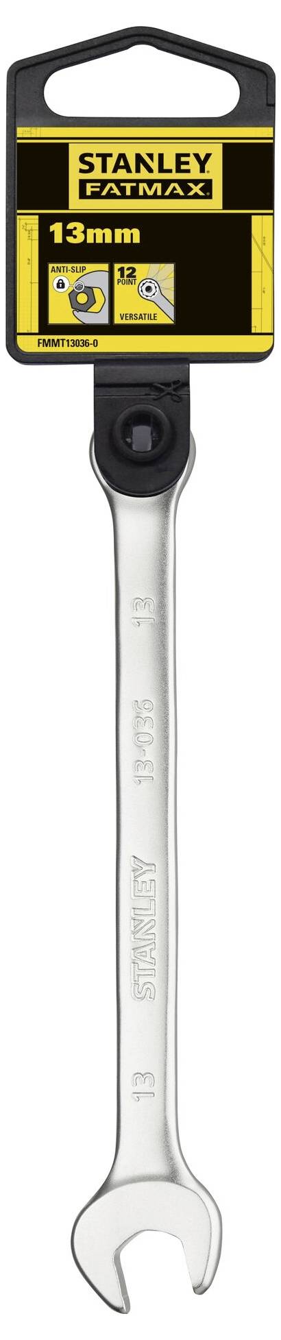 Ein silberner Maulschlüssel von Stanley Fatmax, Größe 13 mm, in Verpackung.