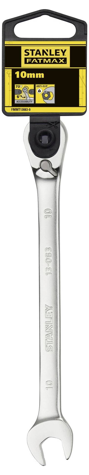 'Stanley Fatmax' Kombinationsschlüssel, Größe 10 mm. Der Schlüssel hat eine offene und eine Ringschlüssel-Seite.
