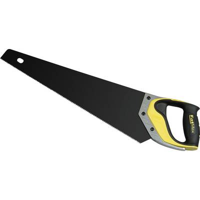 Handsäge mit schwarzem Blatt und ergonomischem Griff in Gelb und Schwarz.