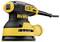 Gelb-schwarzer Exzenterschleifer der Marke DeWalt mit Netzkabel, kompaktem Design, ideal für Schleifarbeiten auf verschiedenen Oberflächen.