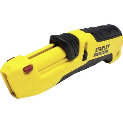 Gelbes Stanley FatMax Sicherheitsmesser mit schwarzem Griff, geeignet für präzise Schnitte in Bastel- oder Bauarbeiten.
