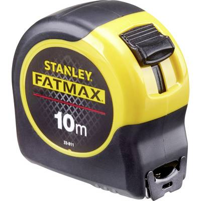 Gelbes und schwarzes Stanley Fatmax Maßband mit 10 Meter Länge.