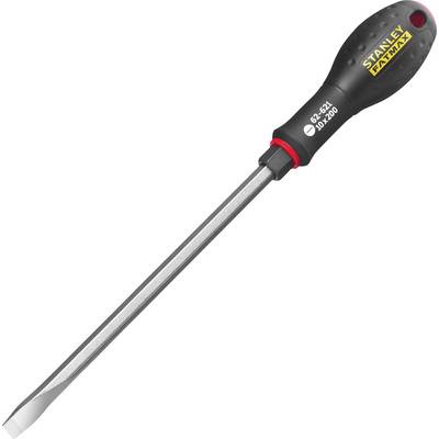 Schraubendreher mit schwarzem Griff und silberner Klinge, geeignet zum Anziehen und Lösen von Schrauben mit Schlitzkopf.