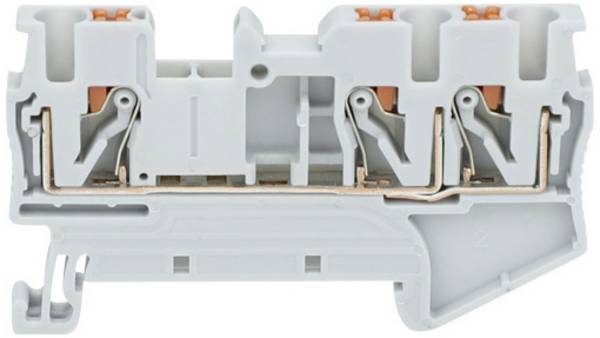 TRU COMPONENTS TC-JPT2.5-TW Grey Durchgangsklemme 5.2 mm Schnellanschluss Polzahl: 3 0.2 mm² 2.5 mm²  Grau 1 St.