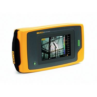 Ein handliches orangefarbenes Messgerät mit Bildschirm zeigt Daten eines Gebäudescans an.