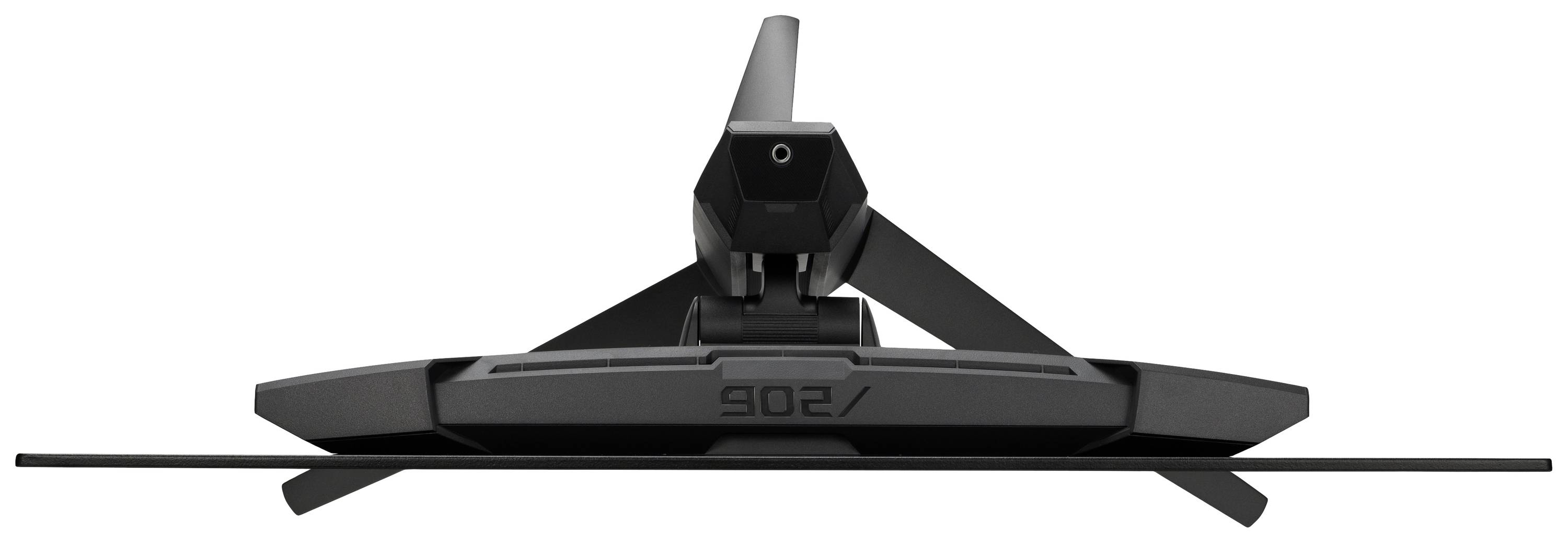 Ein stilvoller Computermonitor von oben betrachtet, zeigt einen schlanken Rahmen und modernes Design.