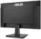 Rückansicht eines ASUS Computermonitors auf einem Ständer. Bildschirm ist schwarz, ohne sichtbaren Inhalt.