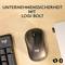 Tastatur, Maus und Laptop mit der Aufschrift 'Unternehmenssicherheit mit Logi Bolt'.