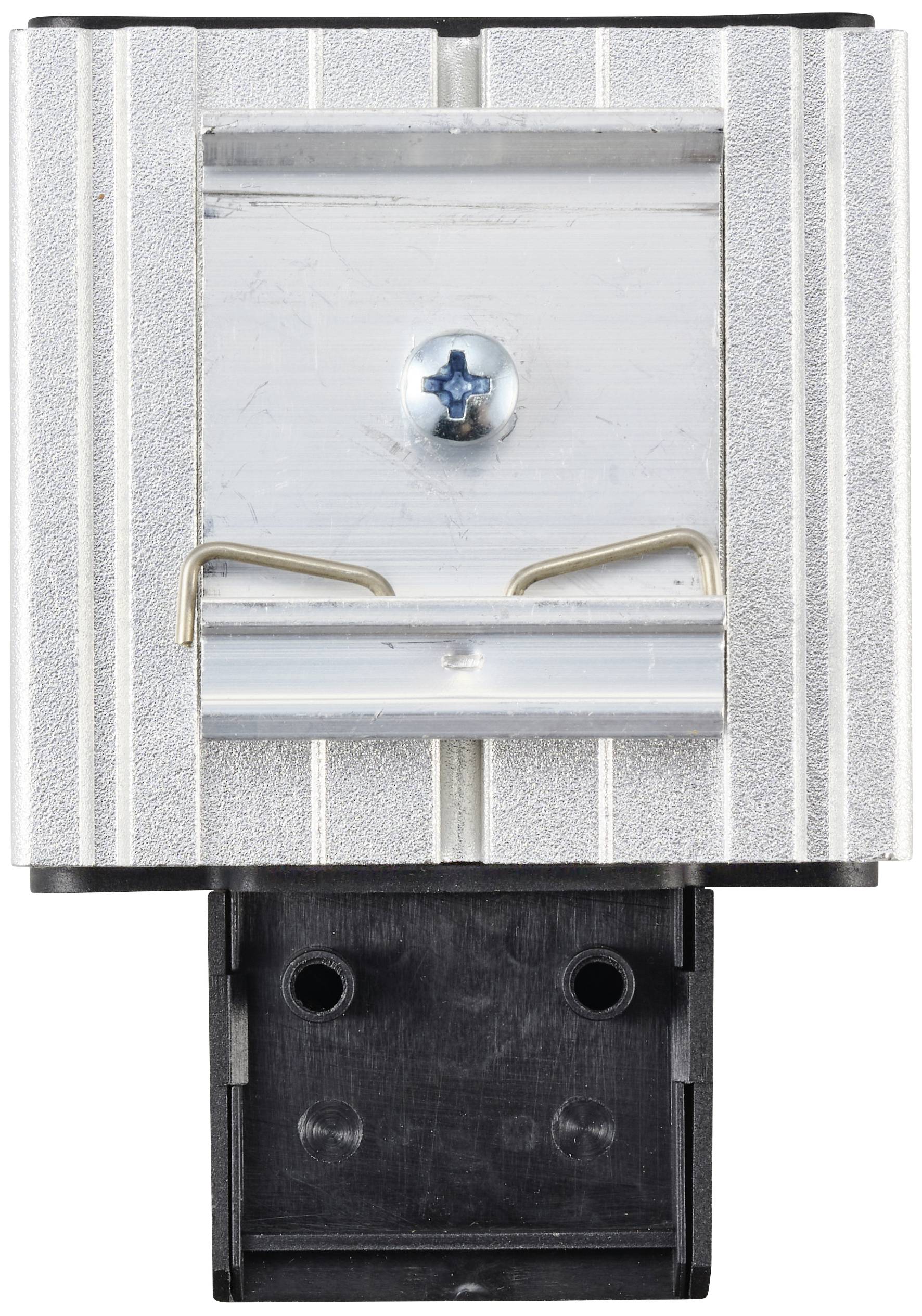 Industrielles Bauteil mit metallischer Oberfläche, mittig eine Schraube, darunter schwarzes Kunststoffstück. Verwendet in Maschinenbau.