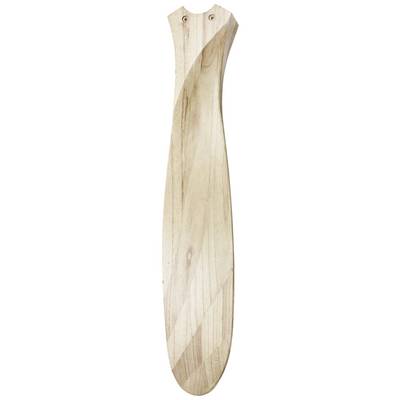 Ein langes, schmal zulaufendes Holzobjekt mit glatter Oberfläche und natürlicher Holzmaserung.