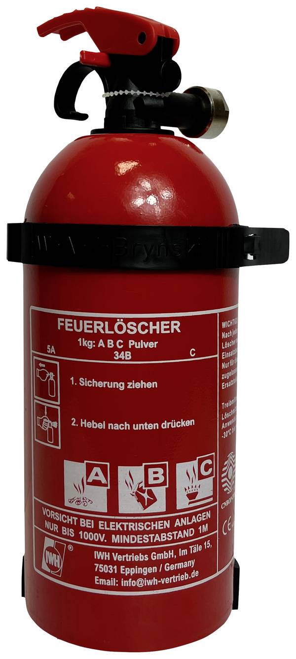 IWH Feuerlöscher für Kraftfahrzeuge, 1 kg, DIN EN 3