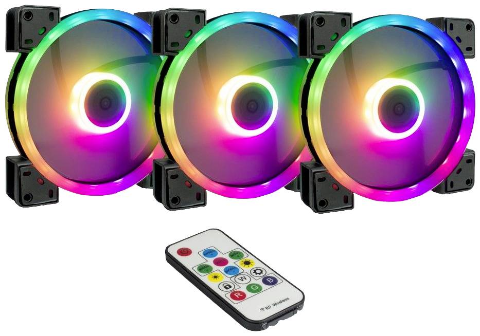 Inter-Tech Argus RS14 PC-Gehäuse-Lüfter Schwarz (B x H x T) 140 x 140 x 25 mm inkl. Fernbedienung, inkl. LED-Beleuchtung