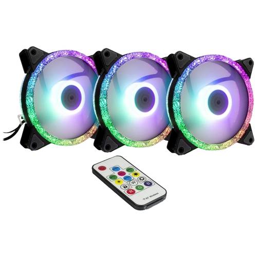 Inter-Tech Argus RS07 PC-Gehäuse-Lüfter Schwarz (B x H x T) 120 x 120 x 25 mm inkl. Fernbedienung, inkl. LED-Beleuchtung