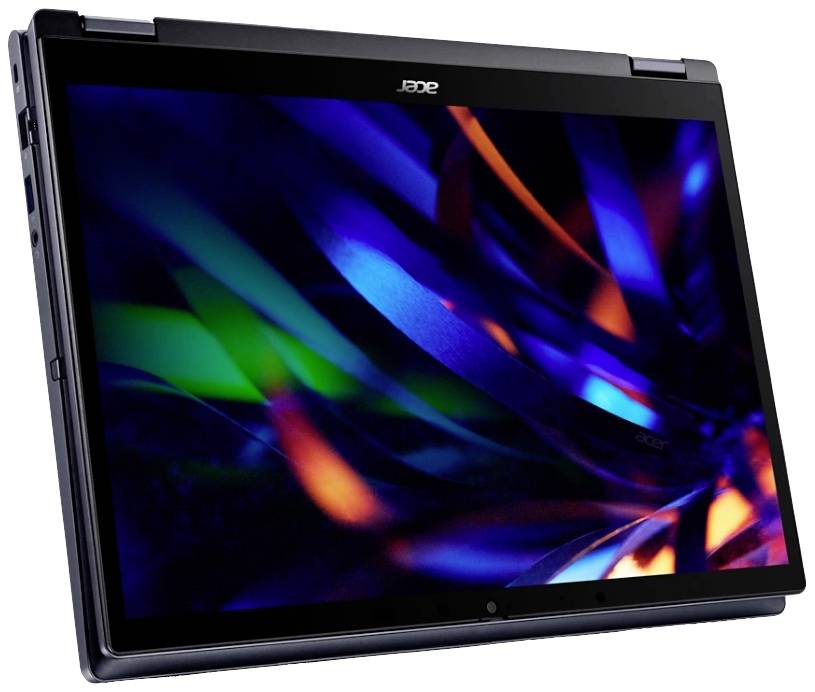 Laptop mit hochauflösendem, farbenfrohem Display in gewinkelter Position, geeignet für Präsentationen oder kreative Arbeiten.