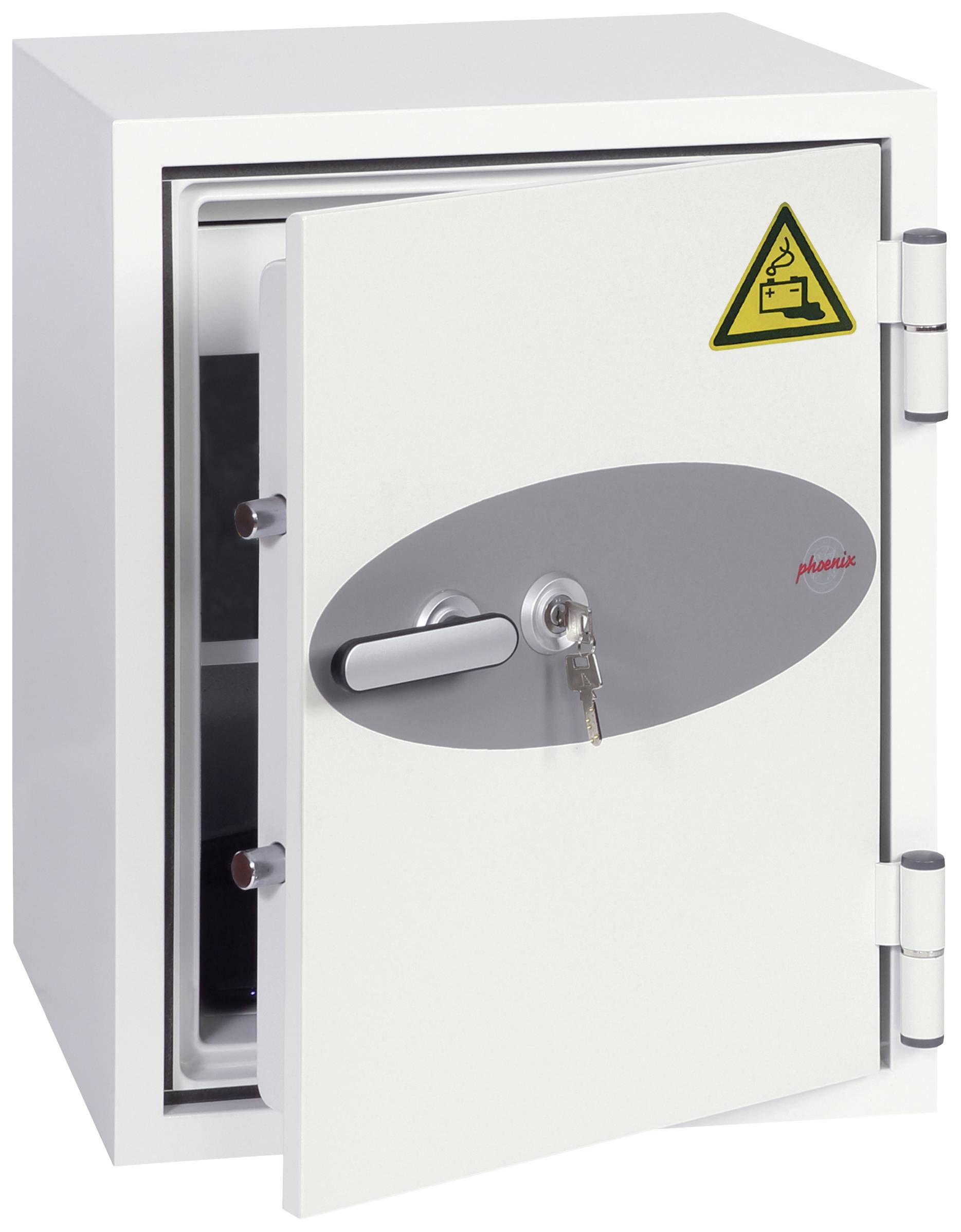 Phoenix BS0444K Battery Fighter Batterie-Aufbewahrungstresor feuergeschützt, mit 4 Steckdosen, mit ausziehbarer Schublad...