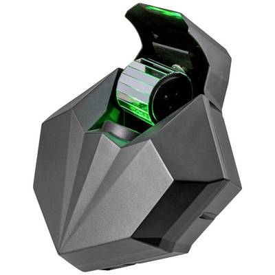 Ein schwarz- und grünbeleuchtetes Gerät mit futuristischem Design, möglicherweise ein Sensor oder Scanner, in einem geometrischen Gehäuse.