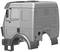 Zeichnung eines Lkw-Fahrerhauses ohne Räder, zeigt Details der Karosserie und Struktur.
