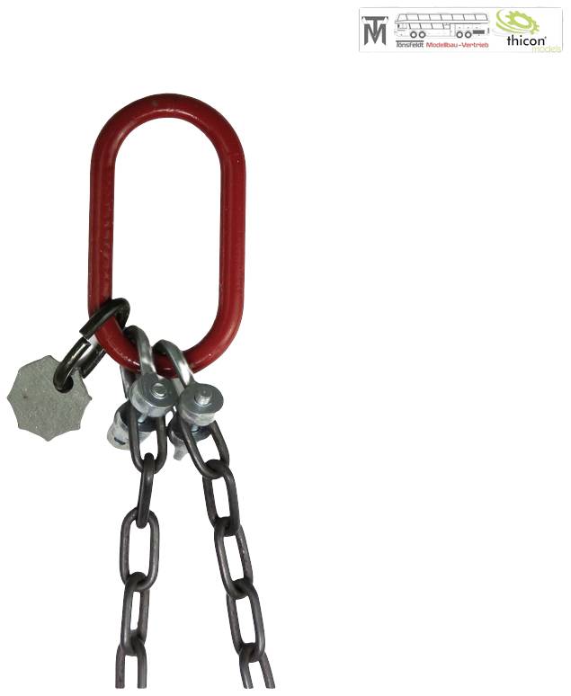 Rote ovale Kette mit zwei daran befestigten Hängeschlössern und schwarzen Ketten. Oben rechts 'Modulinno-Verbinder' Logo und Text.