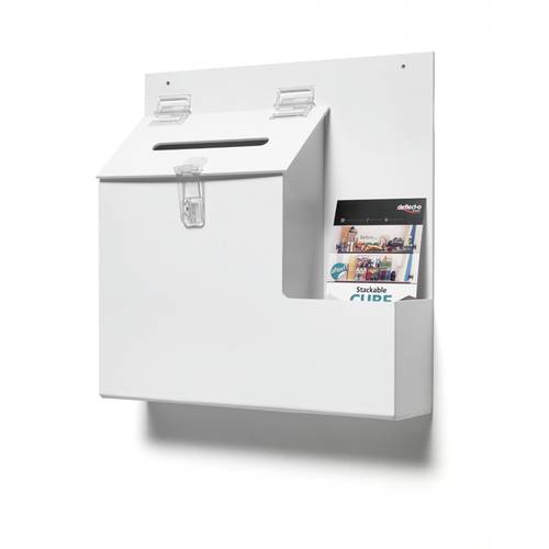 Deflecto Aktionsbox mit Einwurf, Schloss Weiß (B x H x T) 355 x 360 x 90 mm 1 St.
