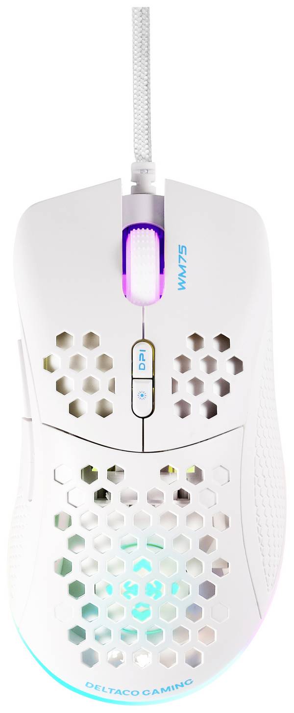 Deltaco WM75 Gaming-Maus USB Optisch Weiß - Maus - Maus - Optisch6.400 dpi - 7