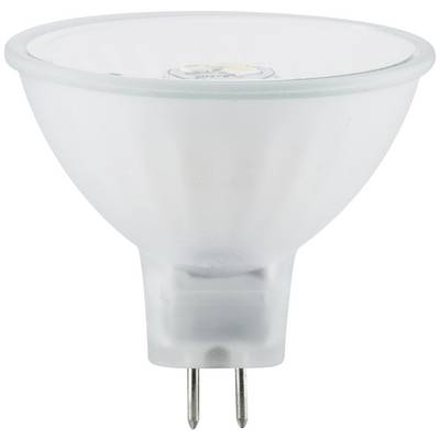 LED-Spotlampe mit GU5.3-Sockel, Glasgehäuse, seitliche Ansicht. Geeignet für fokussiertes, energieeffizientes Licht in Innenräumen.