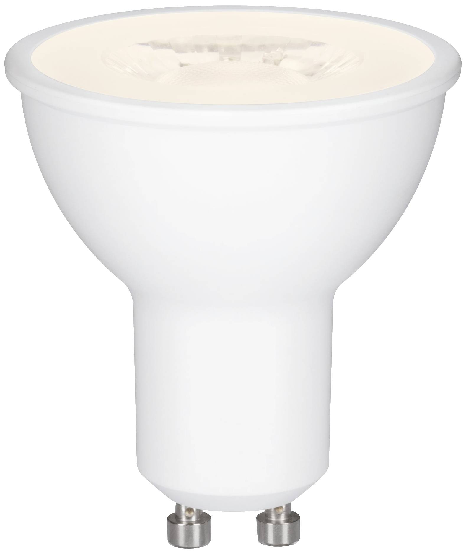 Eine weiße LED-Glühbirne mit GU10-Sockel, geeignet für Spot- oder Akzentbeleuchtung.