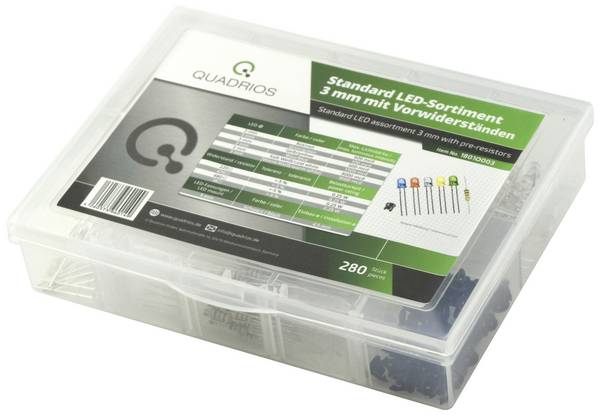 Quadrios LED-Sortiment Rot, Grün, Gelb, Blau, Kaltweiß, Warmweiß Rund 3 mm 20 mA 3.0 V Package