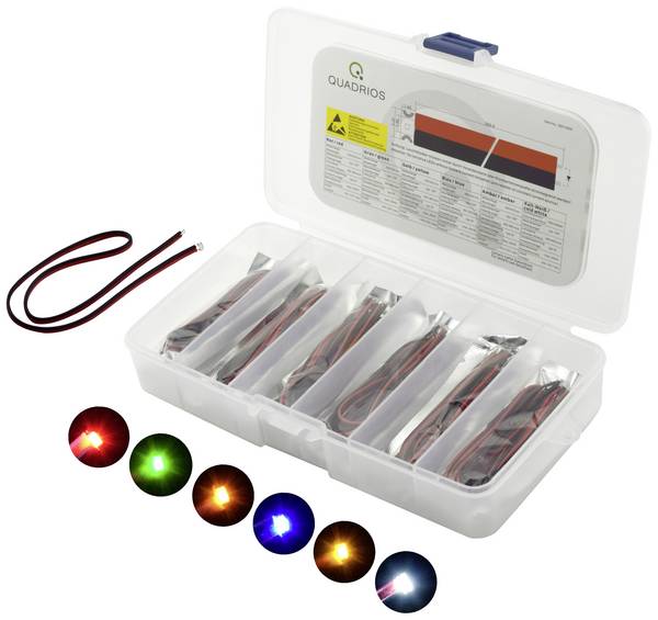 Quadrios LED-Sortiment Rot, Grün, Gelb, Blau, Weiß, Bernstein 120 ° 20 mA 3.0 V