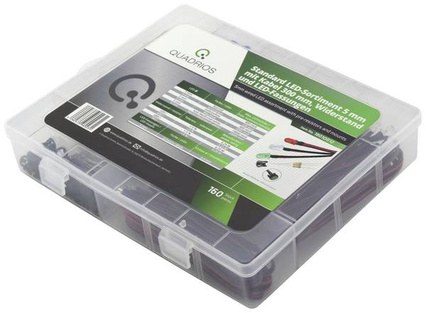 Quadrios LED-Sortiment Rot, Grün, Gelb, Blau, Kaltweiß, Warmweiß Rund 5 mm 20 mA 3.0 V