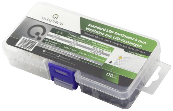 Quadrios LED-Sortiment Warmweiß, Kaltweiß Rund 5 mm 20000 mcd 25 ° 20 mA 3.0 V
