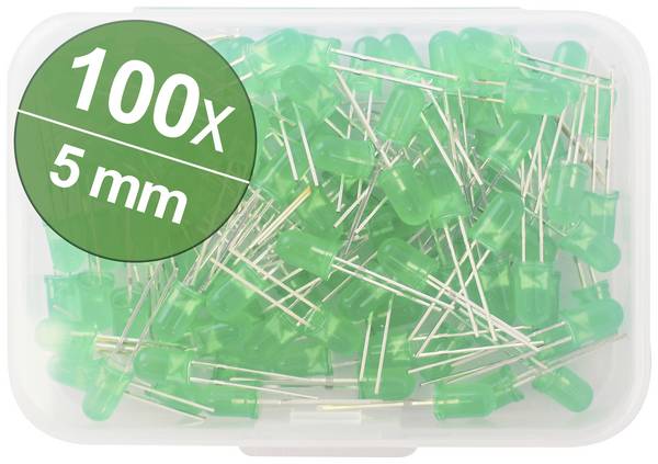 Quadrios LED-Sortiment Grün Rund 5 mm 120 mcd 35 ° 20 mA 3.0 V Box