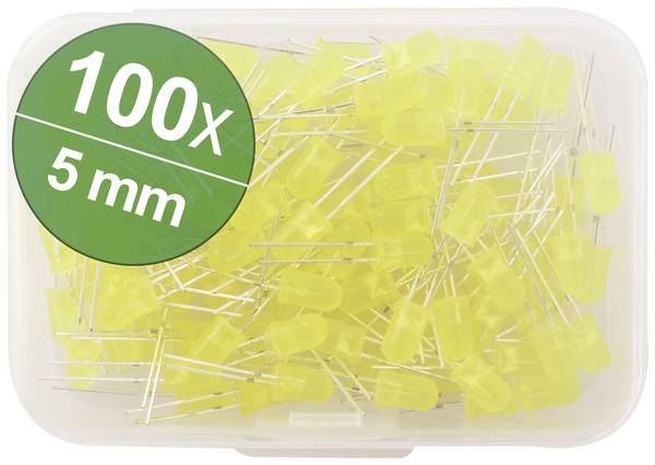 Quadrios LED-Sortiment Gelb Rund 5 mm 800 mcd 35 ° 30 mA 2.0 V Box