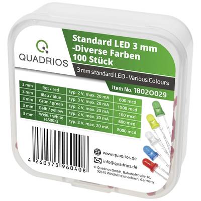 Quadrios LED-Sortiment Bunt 20 mA 2 V, 3 V – Conrad Electronic Schweiz