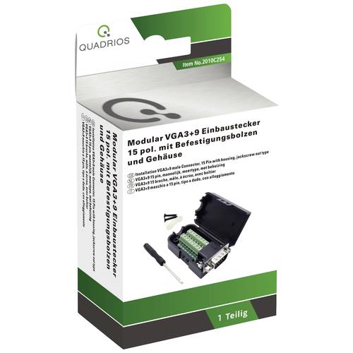Quadrios 2010C254 VGA-Steckverbinder Stecker, gerade Polzahl: 15 Schwarz 1 Set