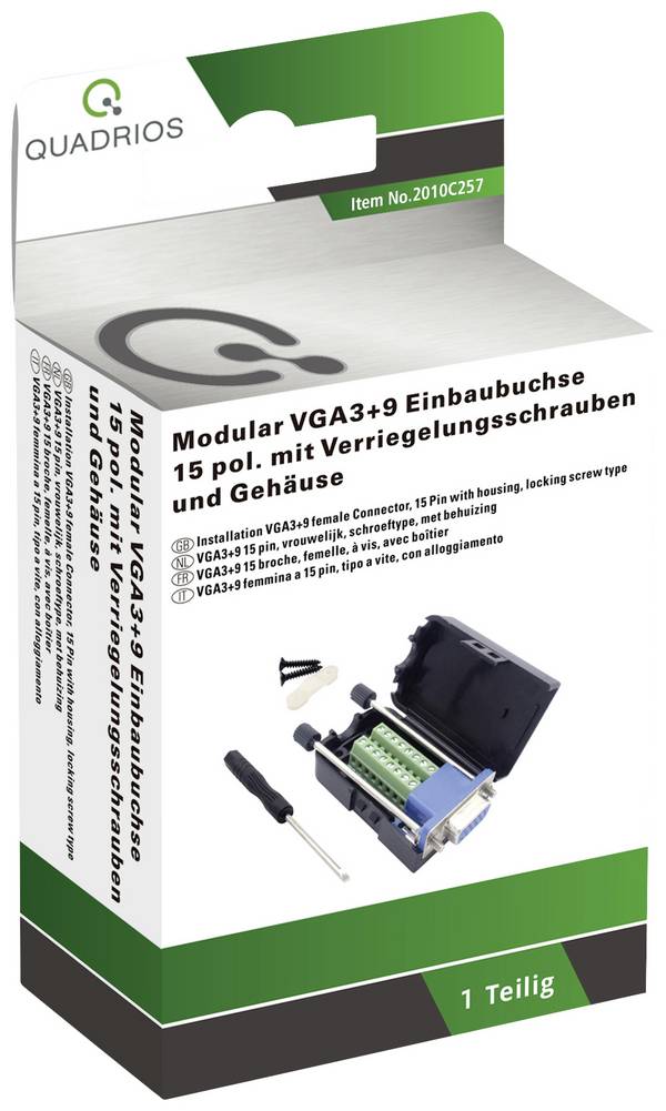 Quadrios 2010C257 VGA-Steckverbinder Buchse, gerade Polzahl: 15  Schwarz 1 Set