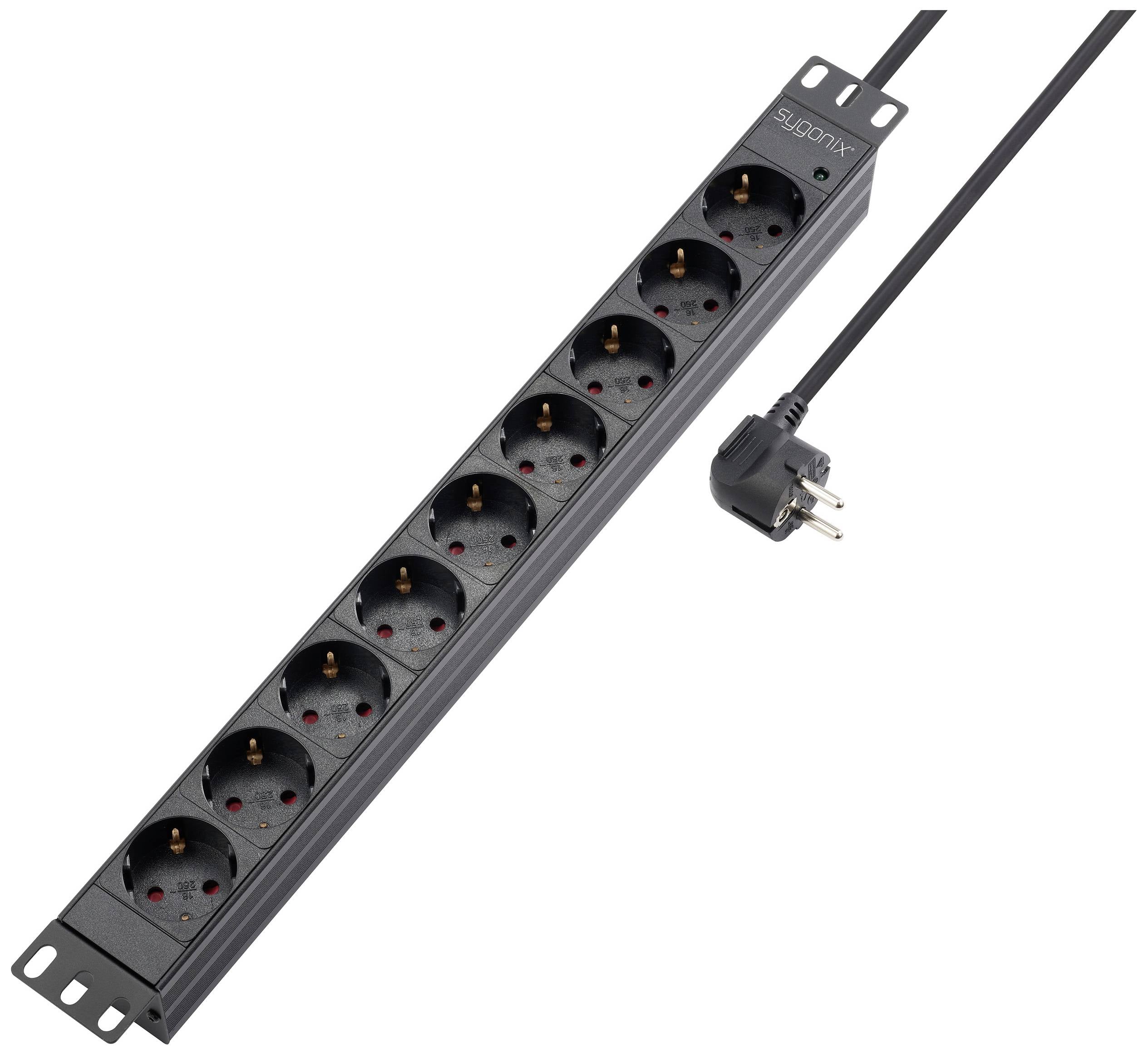 Sygonix SY-5799004 Steckdosenleiste 19 Zoll 9fach Schwarz Schutzkontakt 1 St.