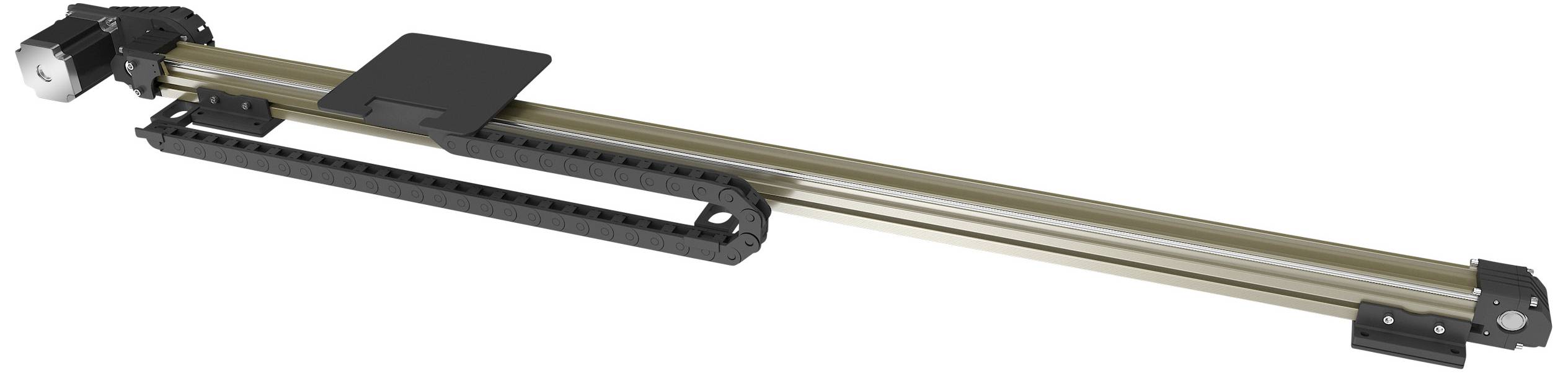 Linearführung aus Metall mit Riemenantrieb, geeignet für Industrieanwendungen und automatische Bewegungssysteme.