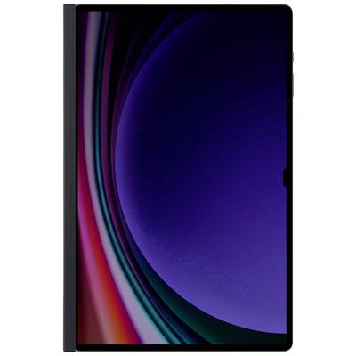 Ein Tablet mit Display, das leuchtende, farbige Wellenmuster zeigt. Links ist ein schmaler schwarzer Streifen erkennbar.