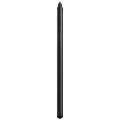 Ein schwarzer digitaler Stift mit einem Knopf an der Seite, der für Touchscreens oder Grafiktablets verwendet wird.