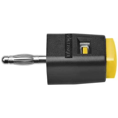 Schwarzer und gelber Elektronikstecker, seitlich liegend, mit metallischen Kontakten, geeignet für präzise Verbindungen in Geräten.