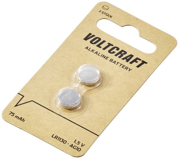 VOLTCRAFT Knopfzelle LR1130 1.5 V 2 St. 75 mAh Alkali-Mangan AG10