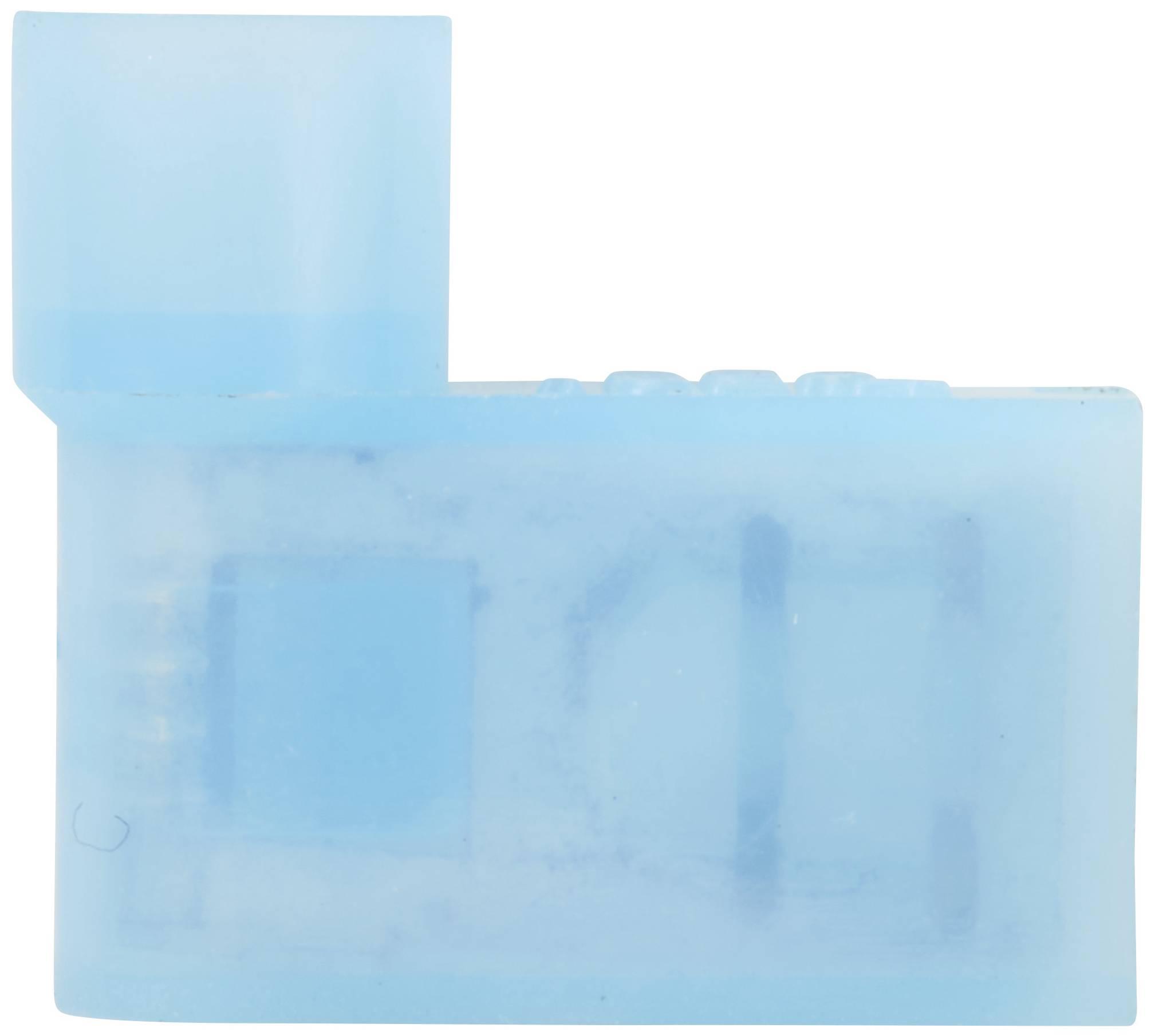 Blauer rechteckiger elektrischer Adapter mit abgewinkeltem Stecker.