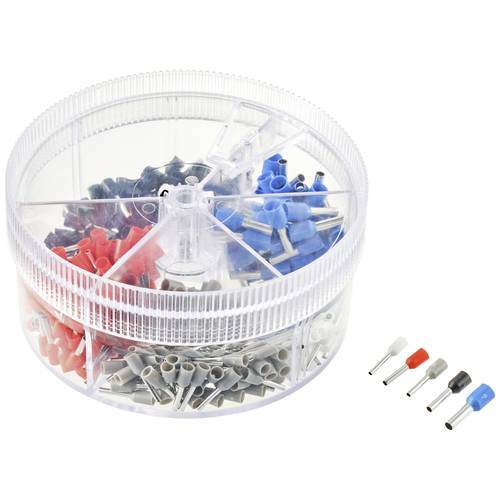 TRU COMPONENTS TC-11599328 Aderendhülsen-Sortiment 0.5 mm², 0.75 mm², 1 mm², 1.5 mm², 2.5 mm² Teilisoliert Weiß, Grau, R...