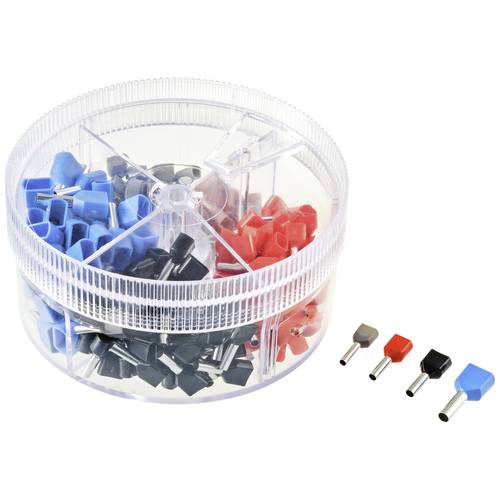 TRU COMPONENTS TC-11599332 Aderendhülsen-Sortiment 0.75 mm², 1 mm², 1.5 mm², 2.5 mm² Teilisoliert Grau, Rot, Schwarz, Bl...