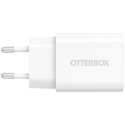 Ein weißes Ladegerät von Otterbox mit zwei Steckerstiften.