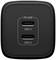 Schwarzes Ladegerät mit zwei USB-C Anschlüssen, beschriftet 'USB-C1' und 'USB-C2'. Oben steht 'PD 65W' für die Ladeleistung.