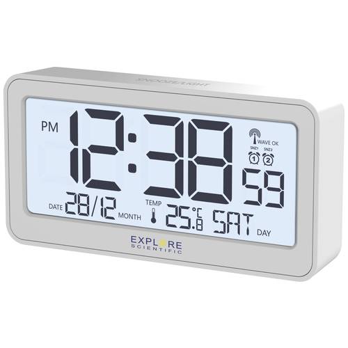 Explore Scientific RDC1000GYE000 Funk Wecker Weiß (matt) Alarmzeiten 2