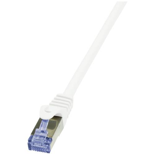 LogiLink CQ3131S RJ45 Netzwerkkabel, Patchkabel CAT 6a S/FTP 40 m Weiß Flammwidrig, Gesamtschirm, Halogenfrei, mit Rastn...