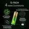 'G-Tech Ultra Batterie' mit vier Technologie-Durchbrüchen: Graphit für Leitfähigkeit, Zink für Strom, patentierte Konstruktion und ergonomisches Design.