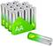 16er-Pack GP Super AA Batterien, silbergrün, mit 'Super G-Tech' Beschriftung. Eine Batterie liegt einzeln vorne.